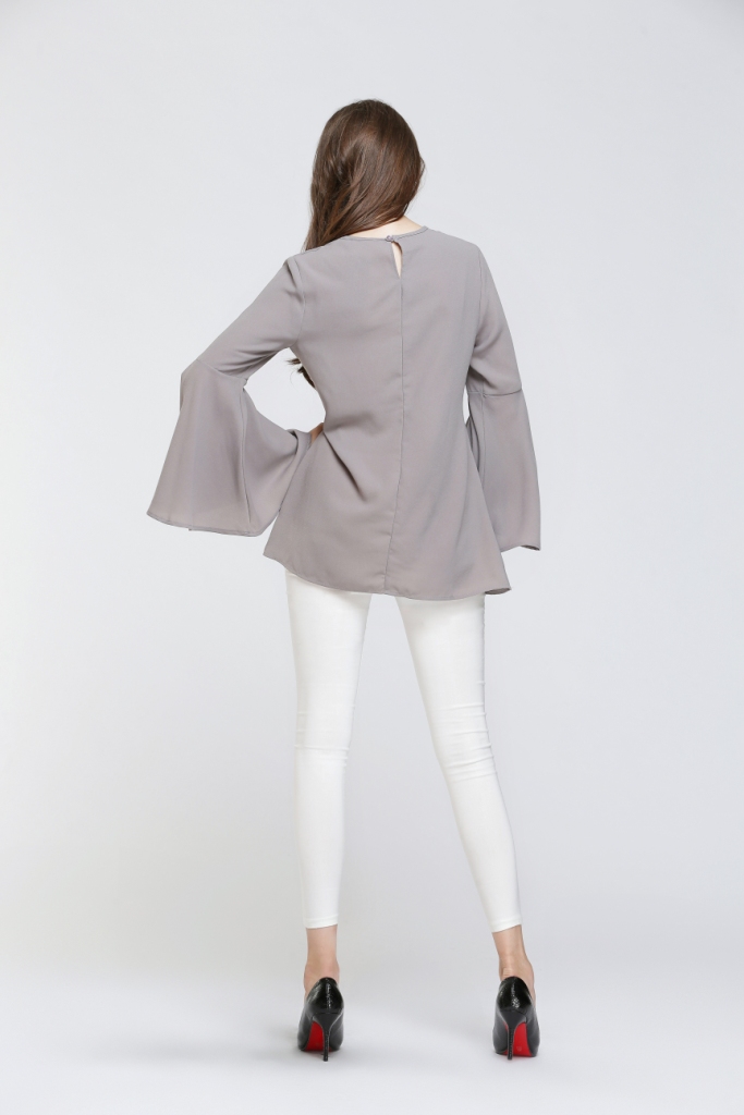 BM70053 Floral Blouse Grey