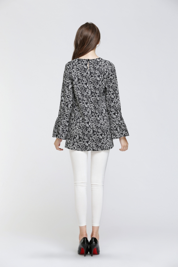 BM70054 Stylish Printed Blouse Black