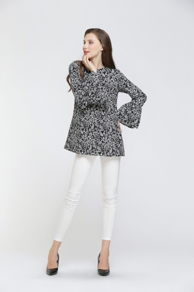 BM70054 Stylish Printed Blouse Black