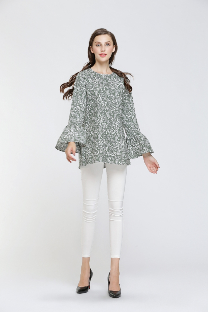 BM70054 Stylish Printed Blouse Green