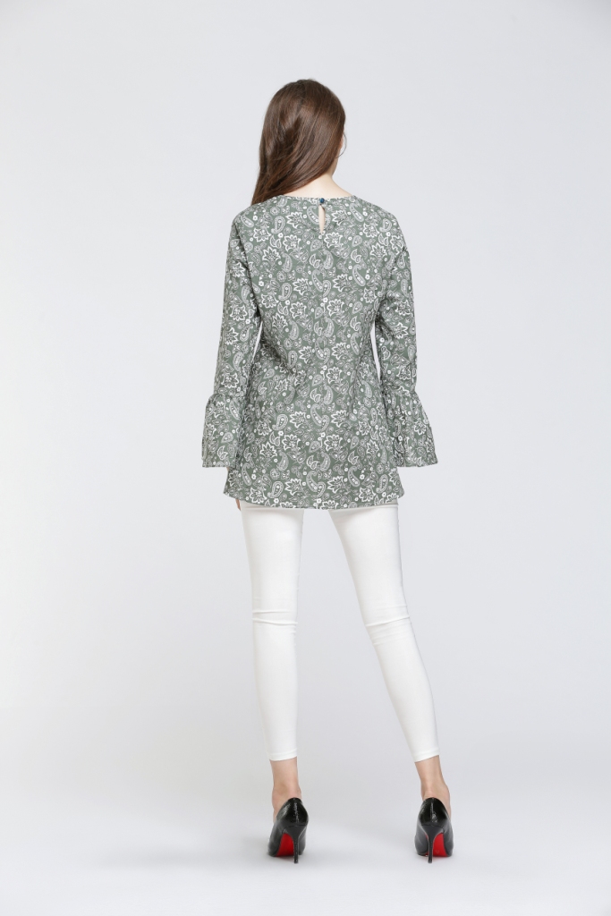 BM70054 Stylish Printed Blouse Green