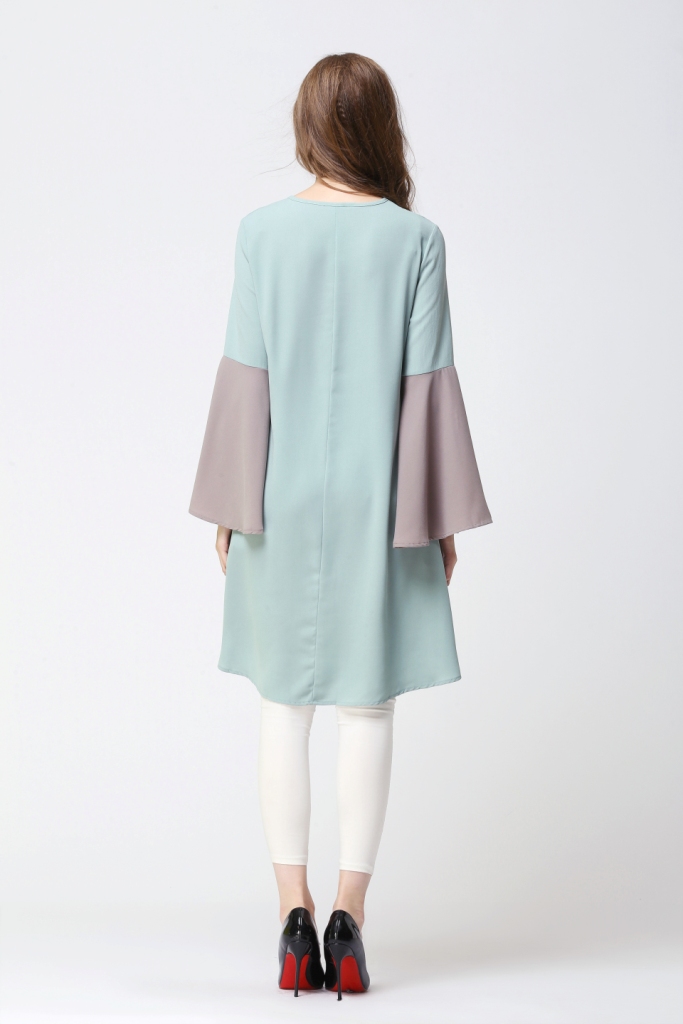 BM70055 Fashion Dual Color Long Top Green
