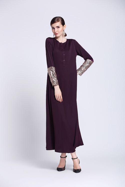 BM70065 Elegant Sequin Jubah Maroon
