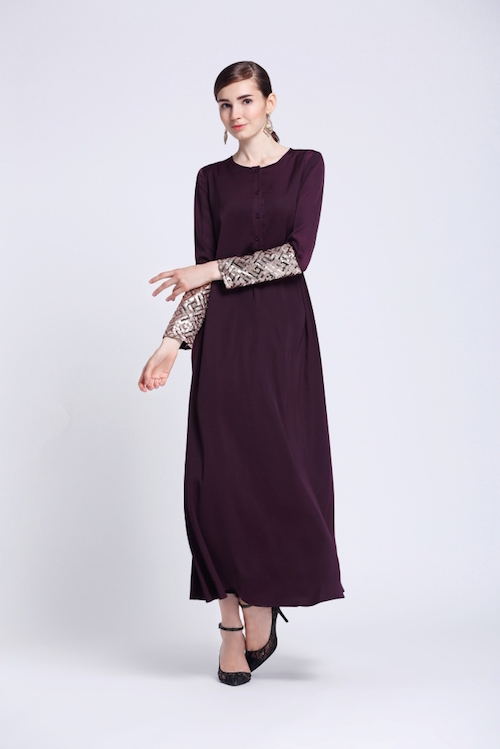 BM70065 Elegant Sequin Jubah Maroon