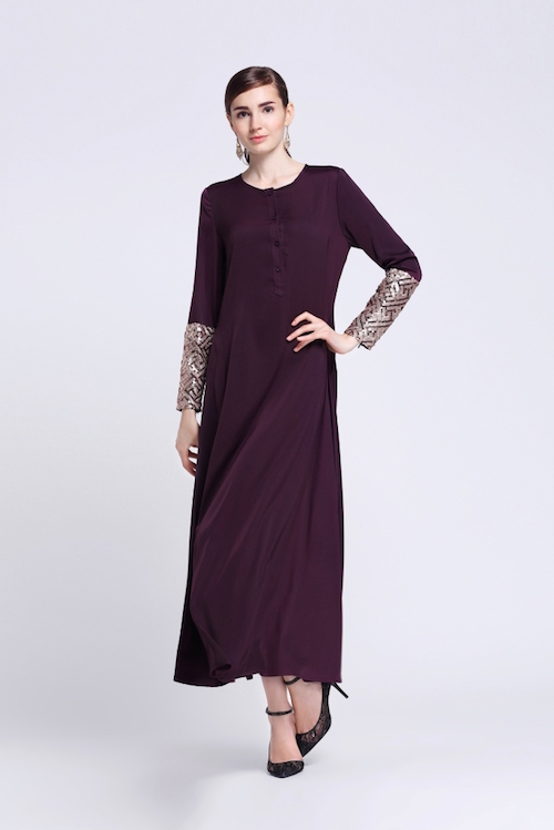BM70065 Elegant Sequin Jubah Maroon