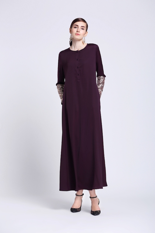 BM70065 Elegant Sequin Jubah Maroon