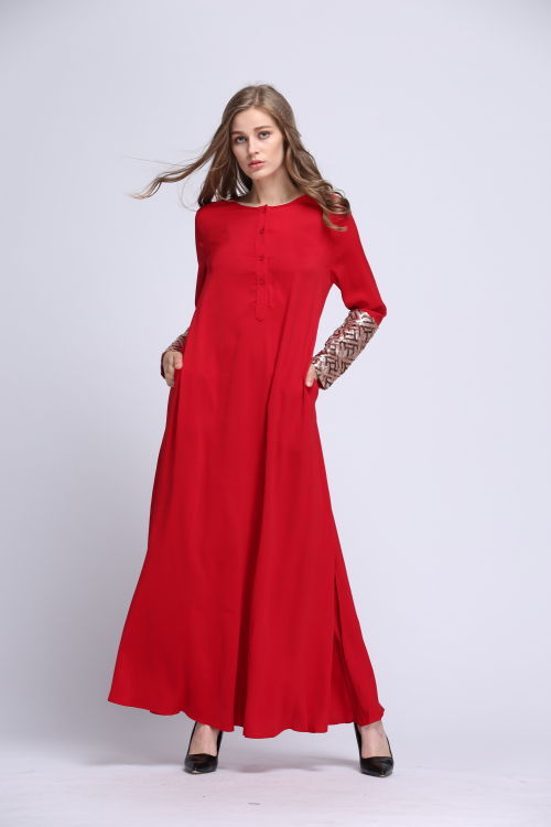 BM70065 Elegant Sequin Jubah Red