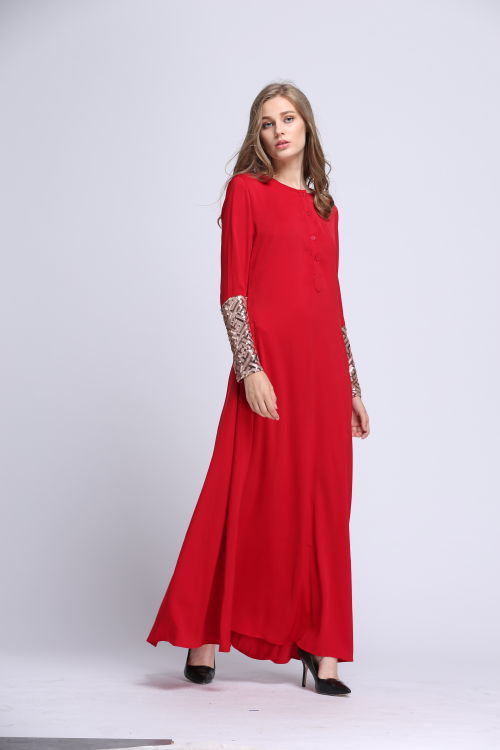 BM70065 Elegant Sequin Jubah Red
