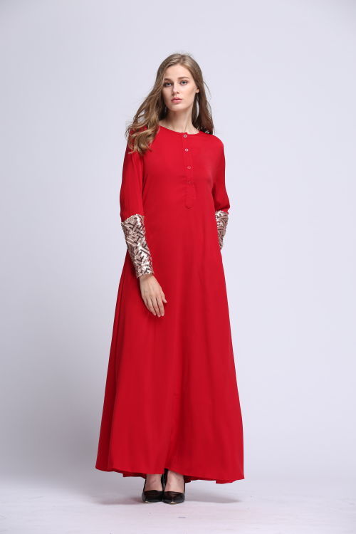 BM70065 Elegant Sequin Jubah Red