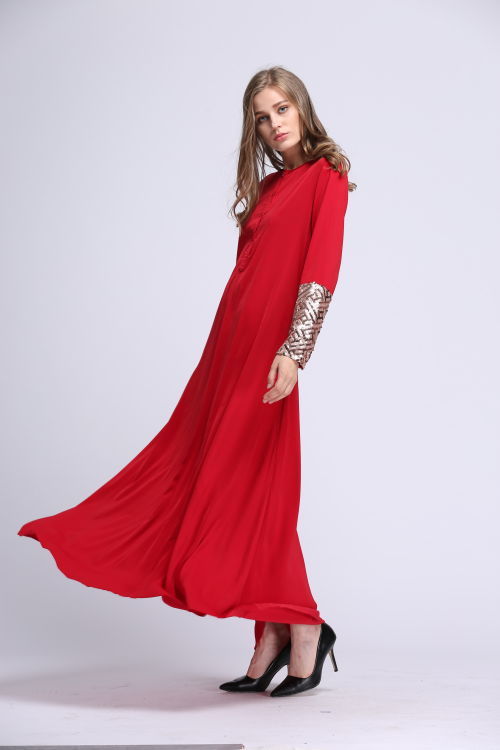 BM70065 Elegant Sequin Jubah Red