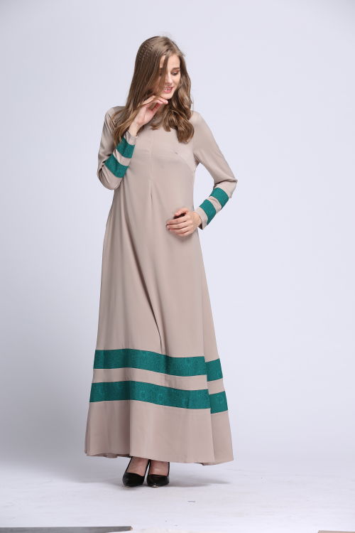 BM70066 Elegant Lace Satin Jubah Khaki