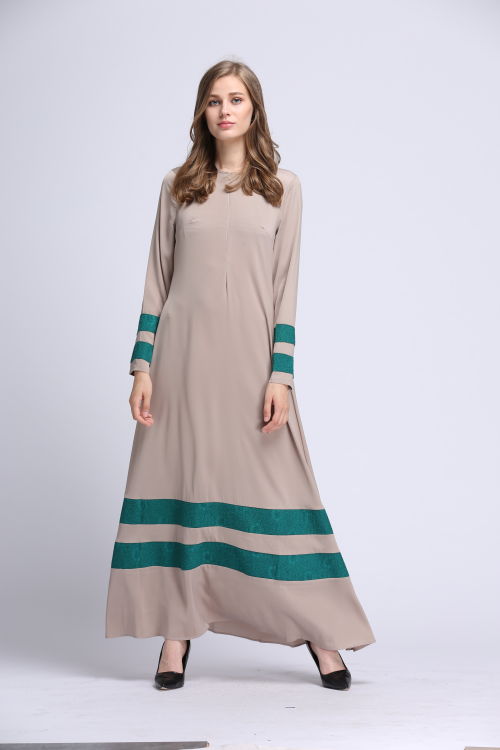 BM70066 Elegant Lace Satin Jubah Khaki