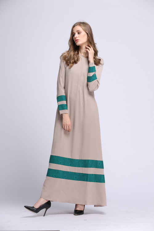 BM70066 Elegant Lace Satin Jubah Khaki