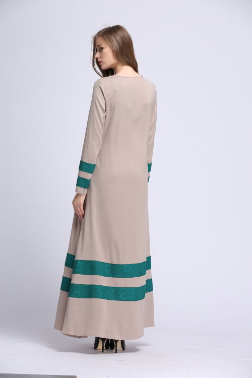 BM70066 Elegant Lace Satin Jubah Khaki