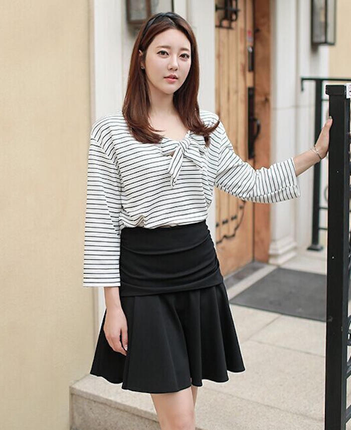 BM70071 Korea Fashion Ribbon Top White