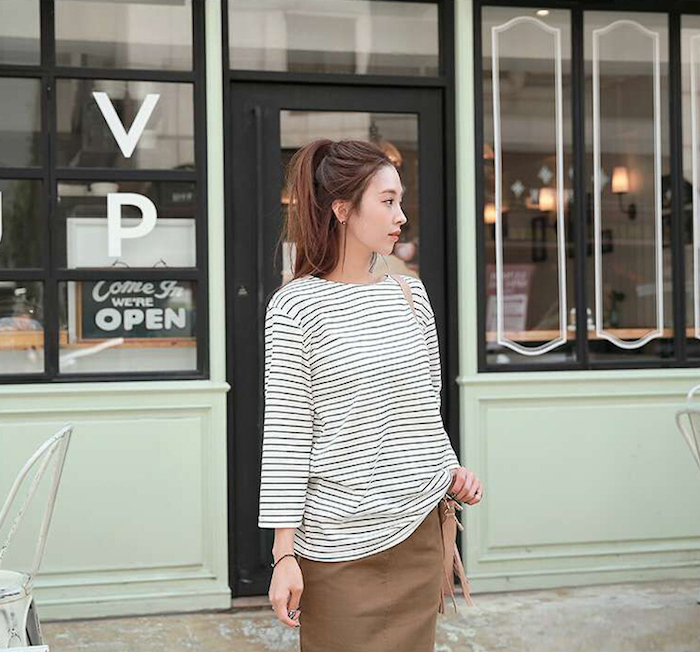 BM70071 Korea Fashion Ribbon Top White