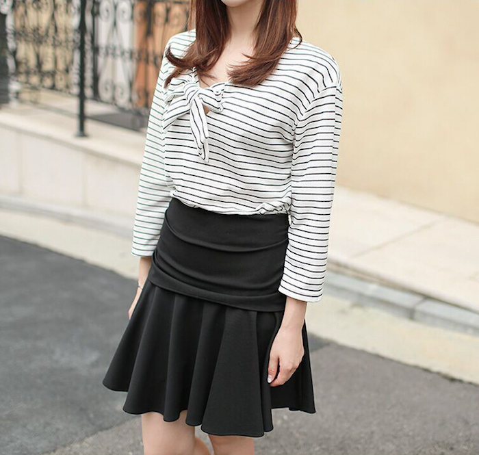 BM70071 Korea Fashion Ribbon Top White