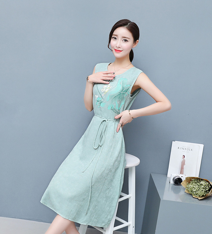 BM70072 Elegant Sleeveless Dress Green
