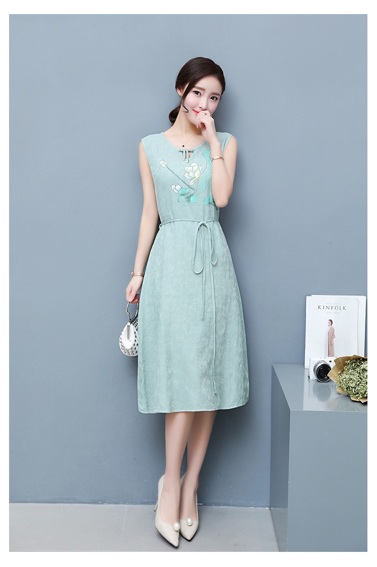BM70072 Elegant Sleeveless Dress Green