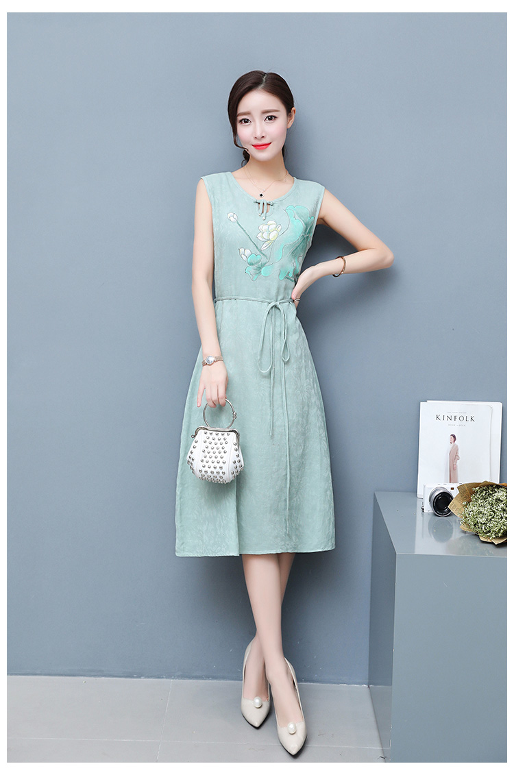BM70072 Elegant Sleeveless Dress Green