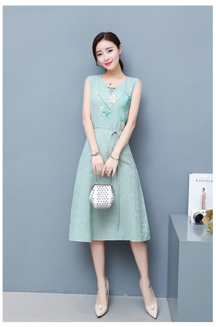 BM70072 Elegant Sleeveless Dress Green