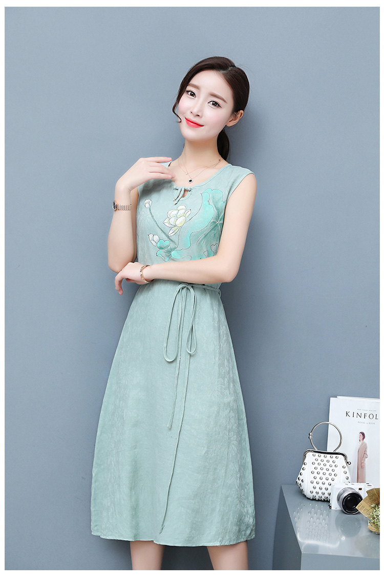 BM70072 Elegant Sleeveless Dress Green