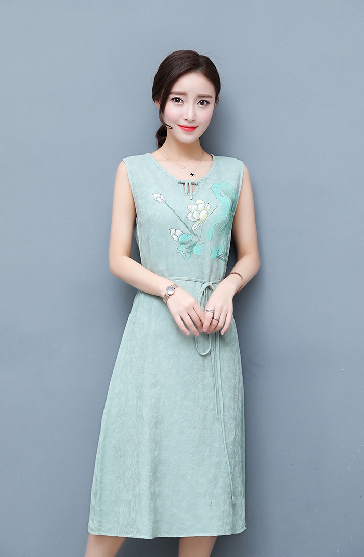BM70072 Elegant Sleeveless Dress Green