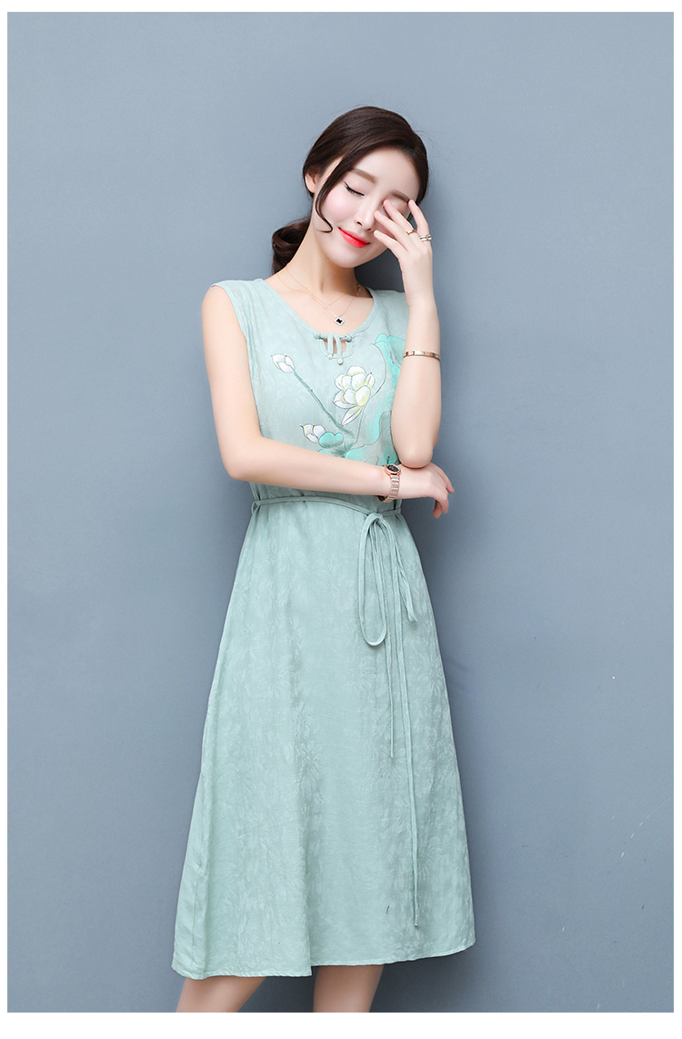 BM70072 Elegant Sleeveless Dress Green