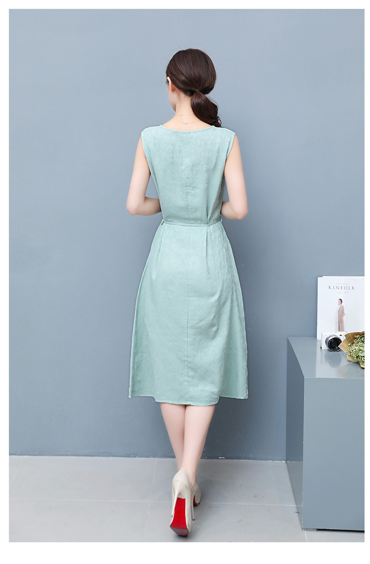 BM70072 Elegant Sleeveless Dress Green