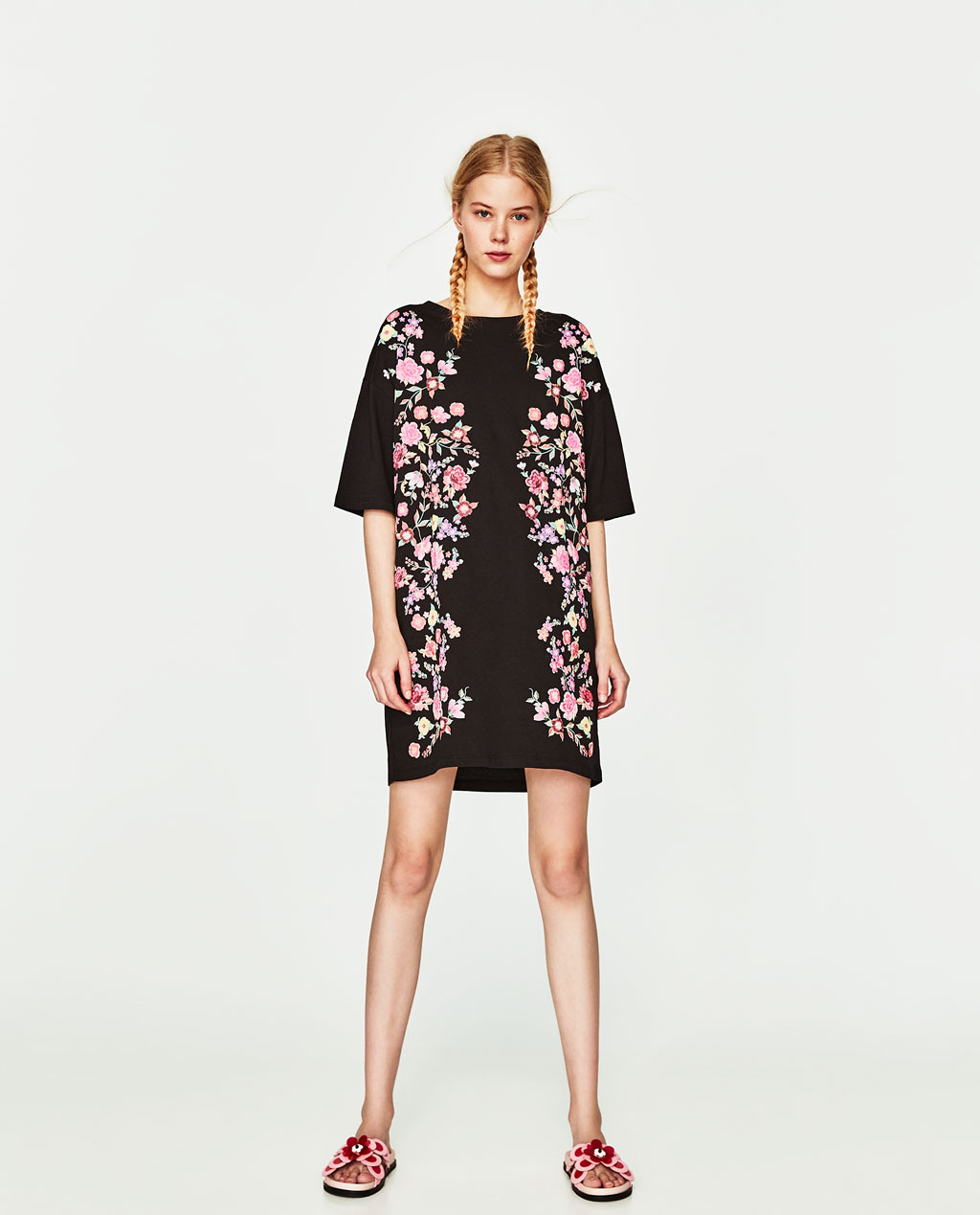 BM70076 Stylish Embroidered Dress Black