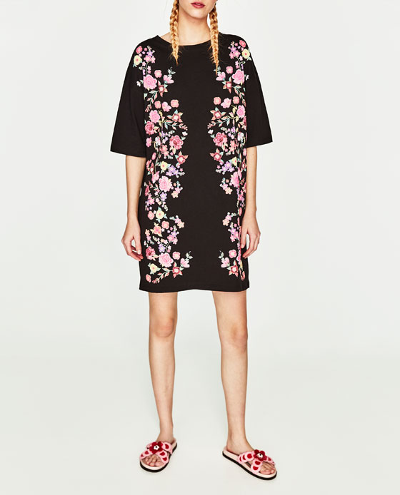 BM70076 Stylish Embroidered Dress Black