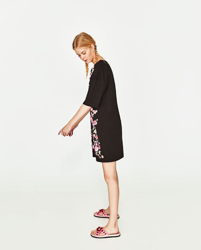 BM70076 Stylish Embroidered Dress Black