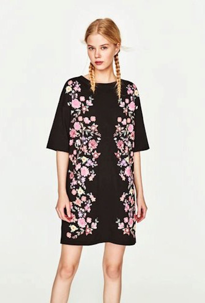 BM70076 Stylish Embroidered Dress Black