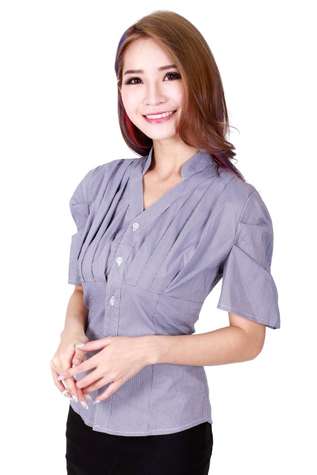QA-212 Ladies Office Wear Top Dark Blue