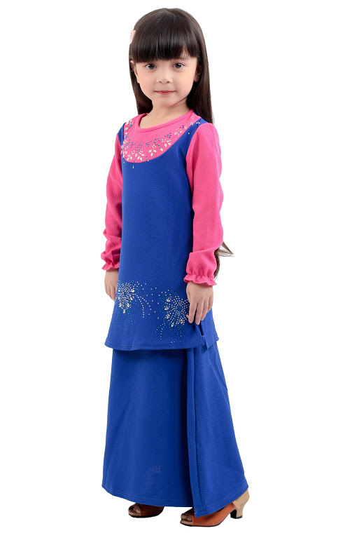 QA-276 Kids Modern Baju Kurung Blue
