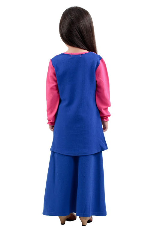 QA-276 Kids Modern Baju Kurung Blue