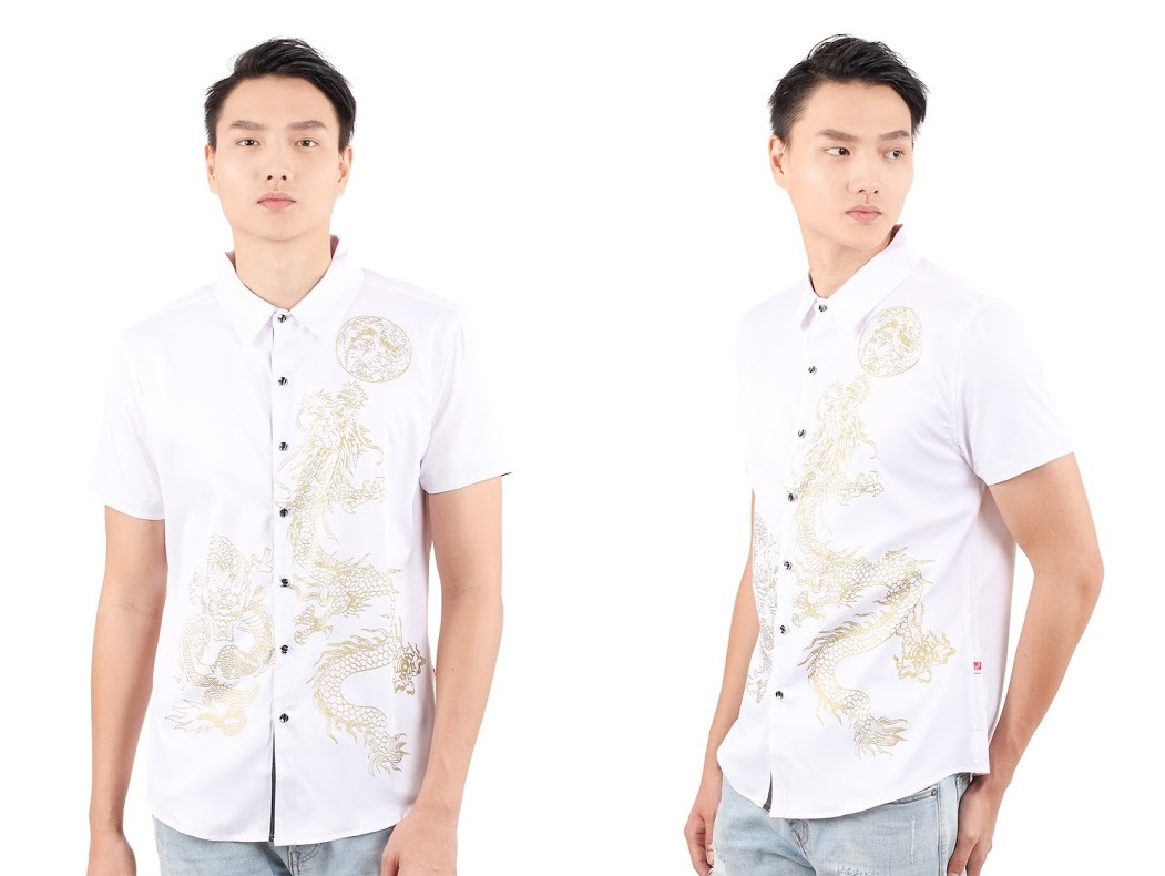 QA-283 Printed Fashion Men Shirt White