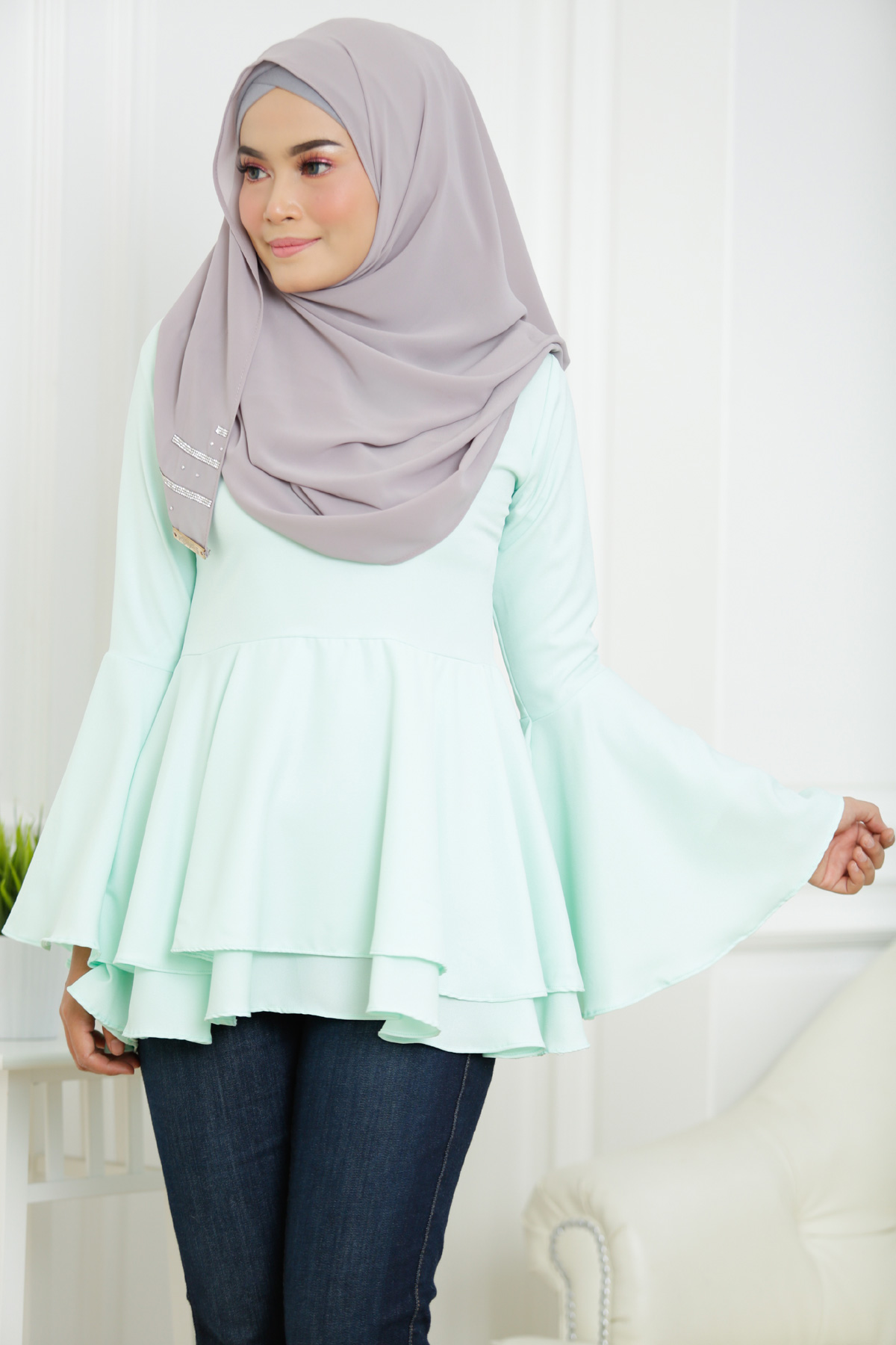 SW4745 Stylish Blouse (Plus Size) Green