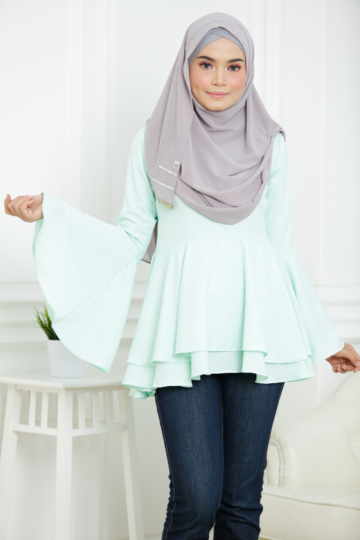 SW4745 Stylish Blouse (Plus Size) Green