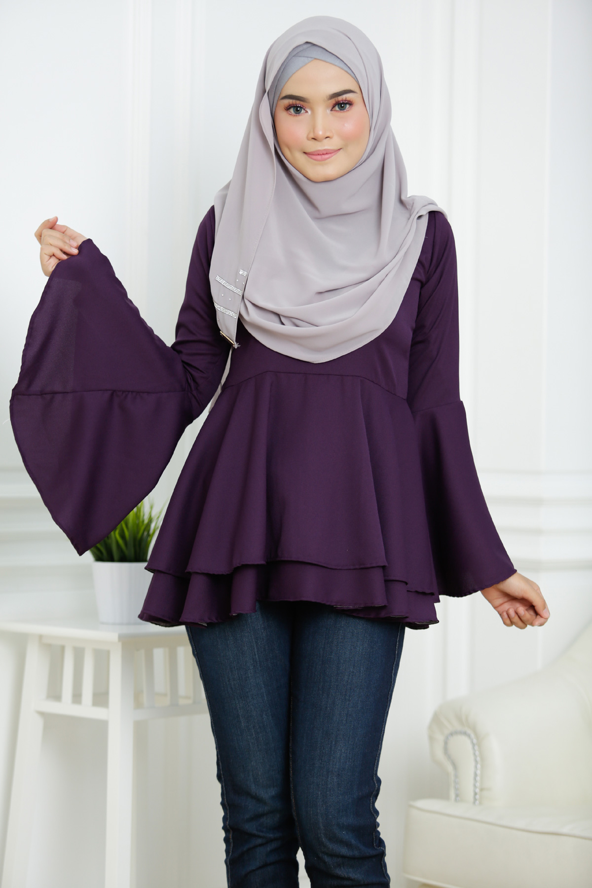 SW4745 Stylish Blouse (Plus Size) Purple