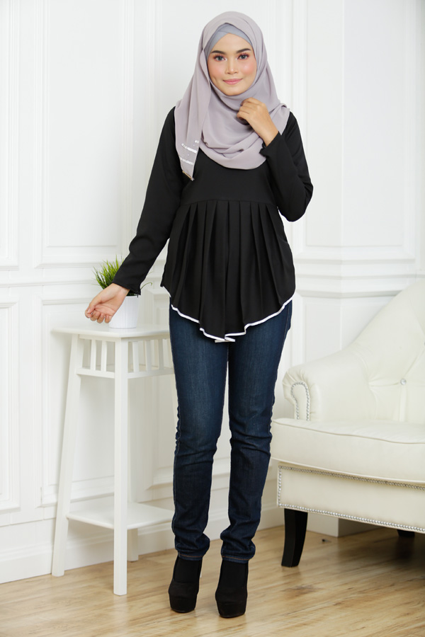 SW4746 Trendy Blouse (Plus Size) Black