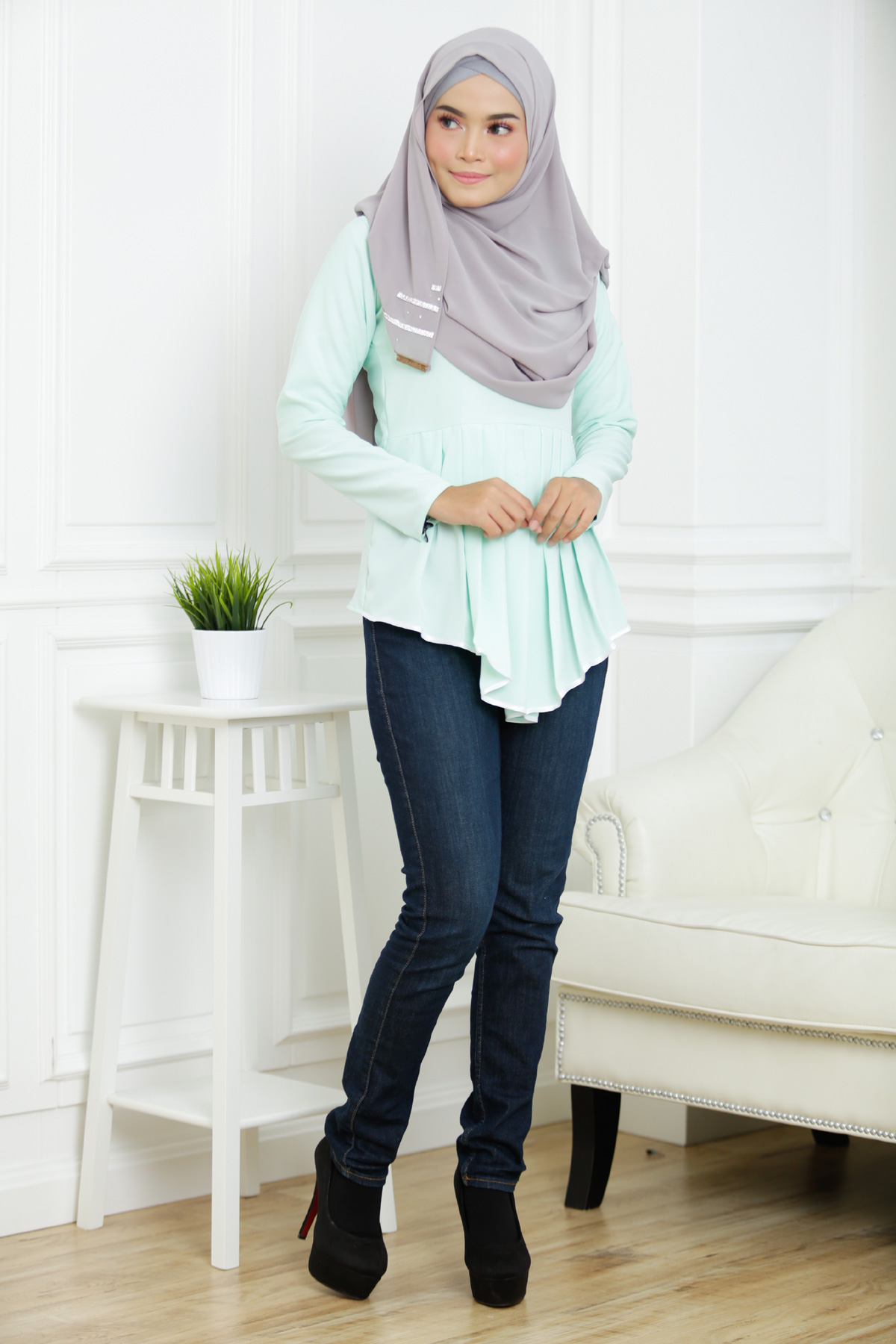 SW4746 Trendy Blouse (Plus Size) Green
