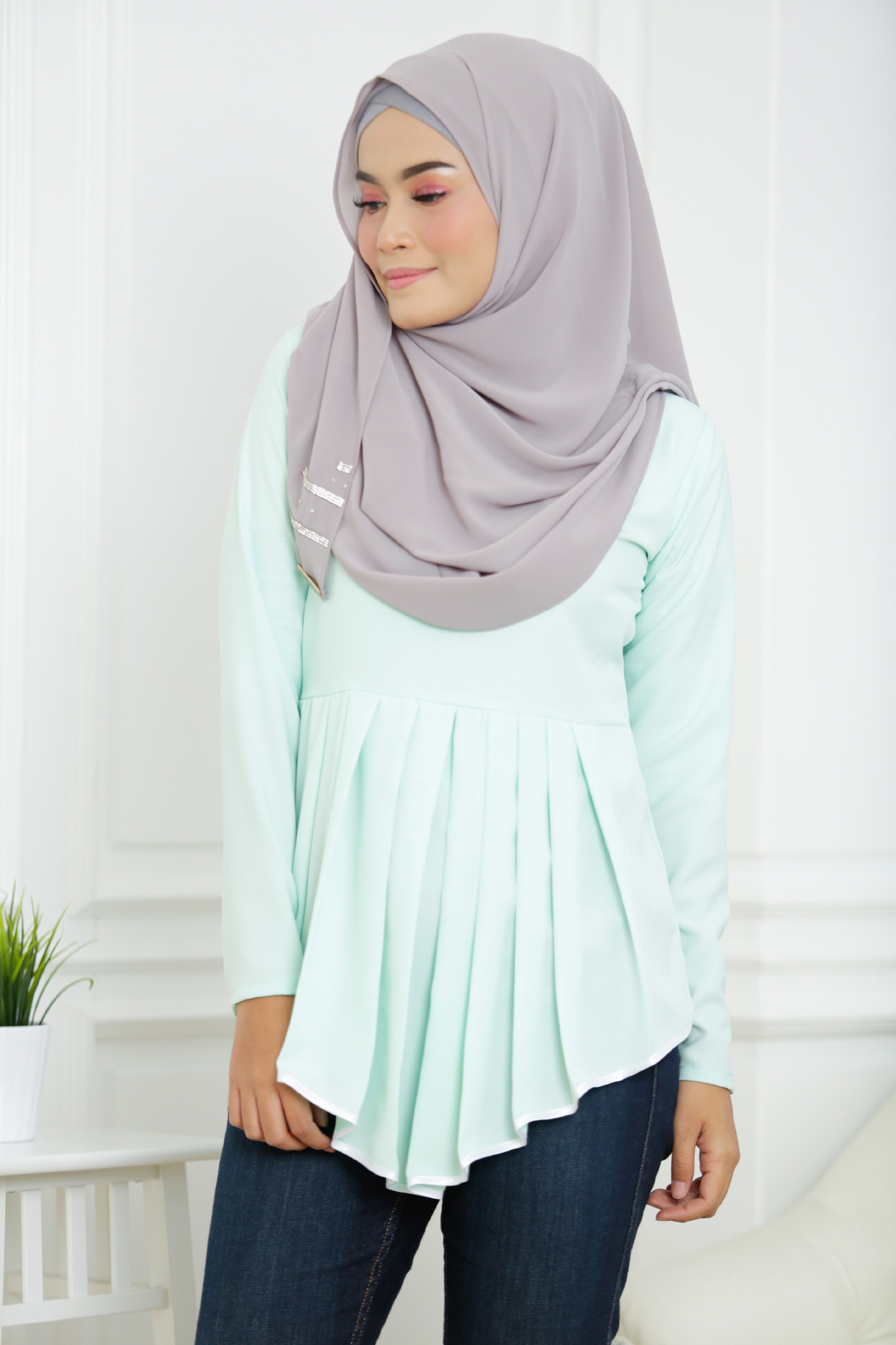 SW4746 Trendy Blouse (Plus Size) Green