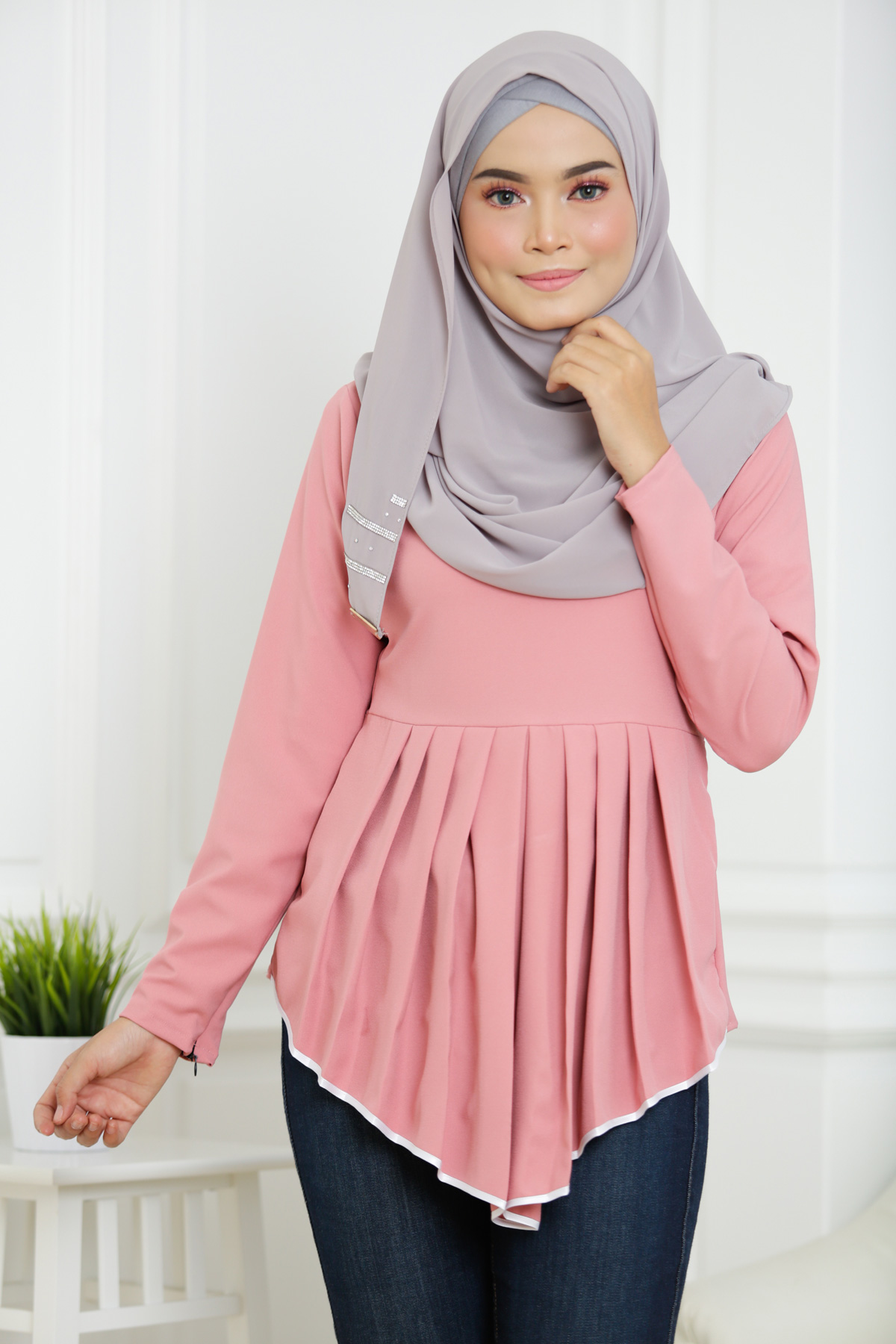 SW4746 Trendy Blouse (Plus Size) Pink