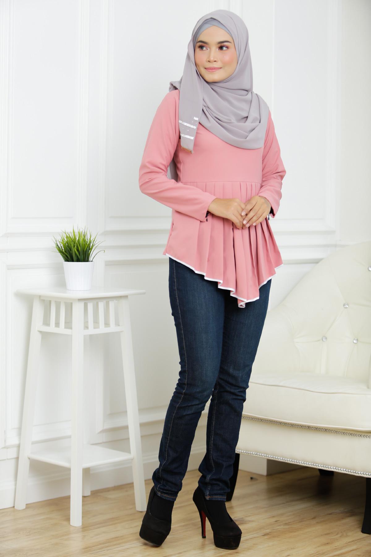 SW4746 Trendy Blouse (Plus Size) Pink