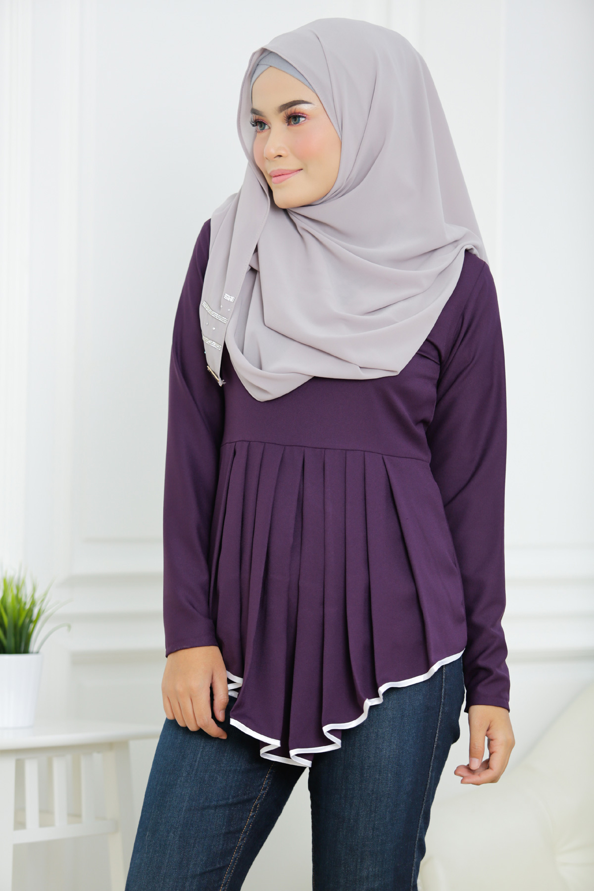 SW4746 Trendy Blouse (Plus Size) Purple
