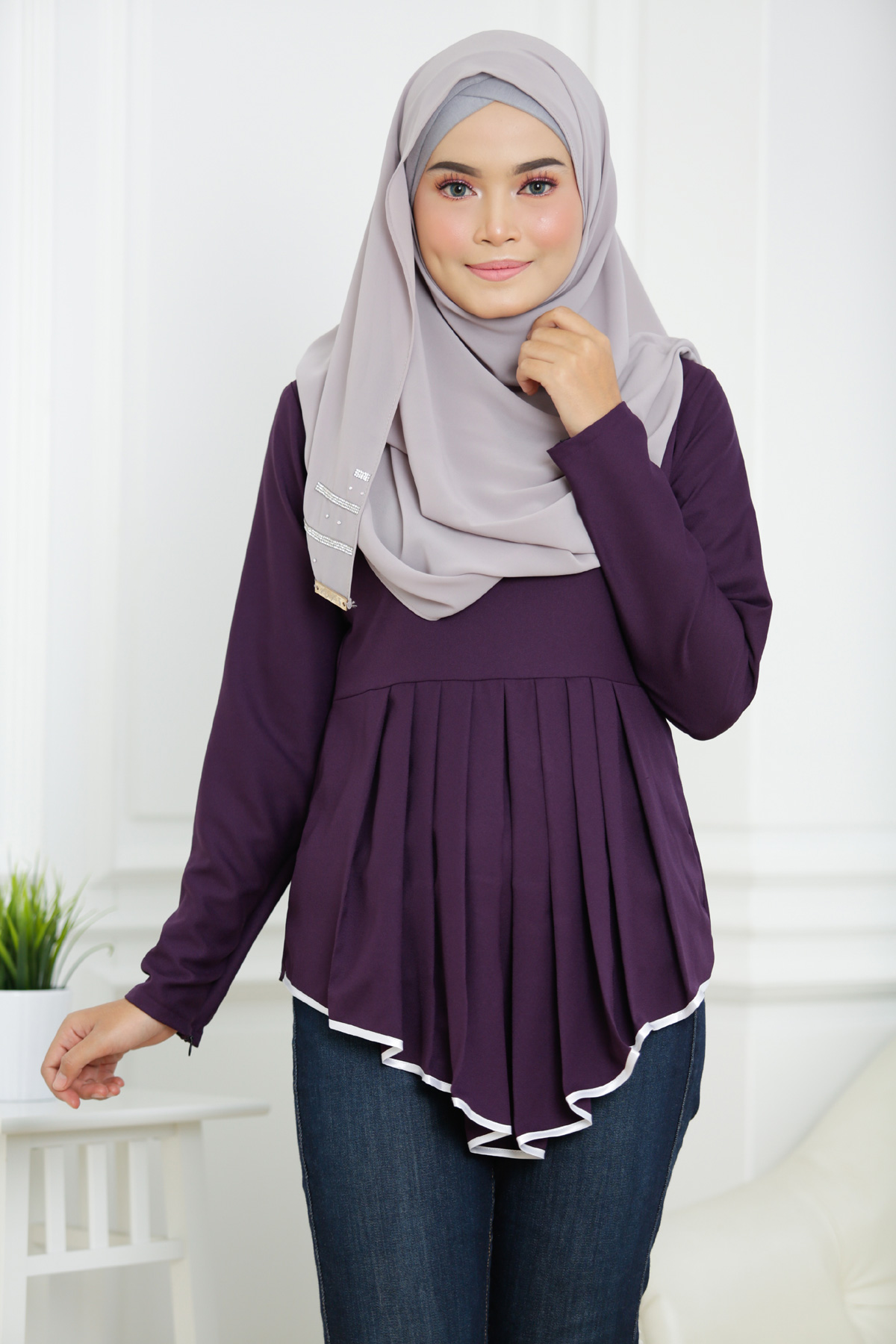 SW4746 Trendy Blouse (Plus Size) Purple