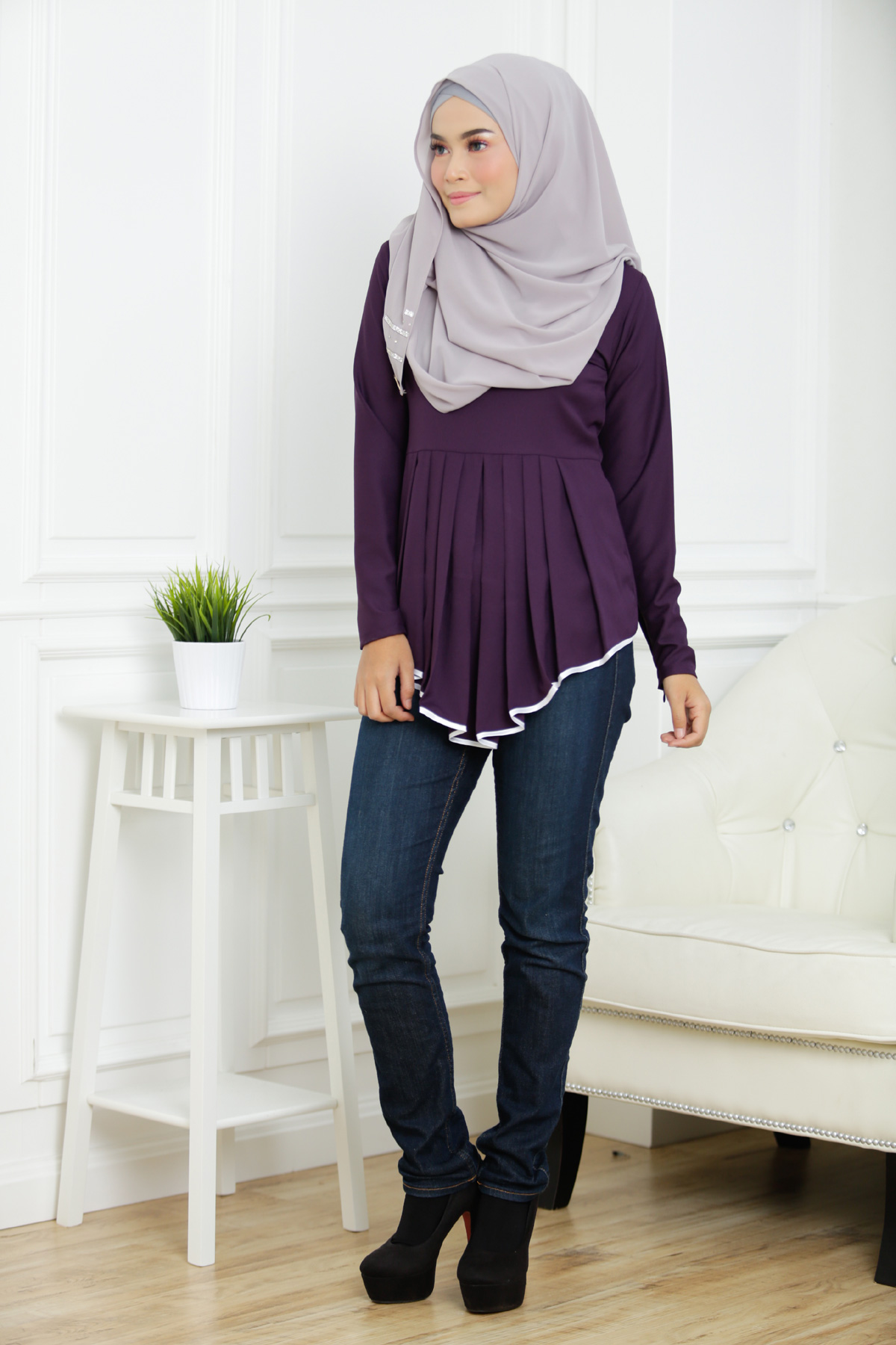 SW4746 Trendy Blouse (Plus Size) Purple