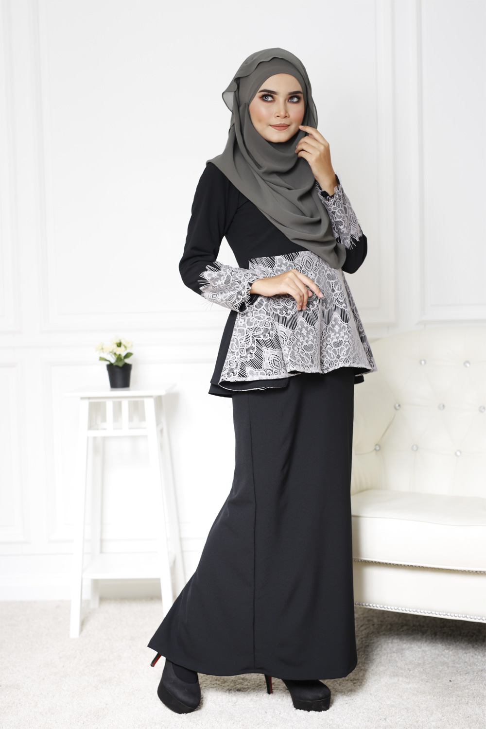 SW4772 Baju Kurung (Plus Size) Black