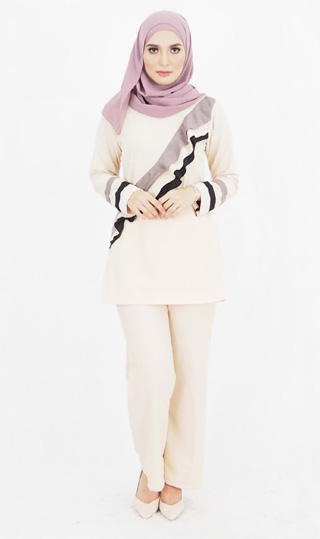 SW4774 Blouse & Pant Set (Plus Size) Cream